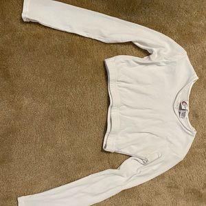 Long sleeve white crop cheer shirt